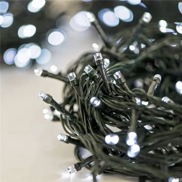 Luces de Navidad LED 200 Bombillos Fijos – Cable Verde – Luz Blanca Fría – Conector Final - Imagen 2
