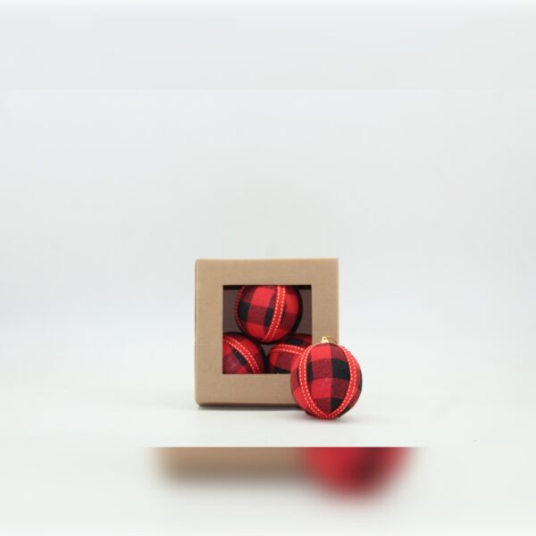 SET X 4 BOLAS 8CM CUADROS ROJO/NEGRO