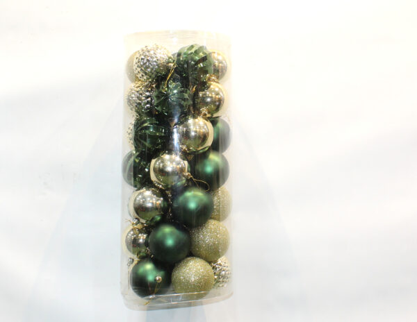 SET X 35 BOLAS MOTIVO A SURTIDAS VERDE OSCURO 8CM