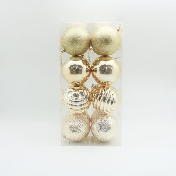 SET X 16 BOLAS MOTIVO SURTIDO B DORADO10CM