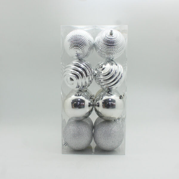 SET X 16 BOLAS MOTIVO SURTIDO B PLATEADO 10CM