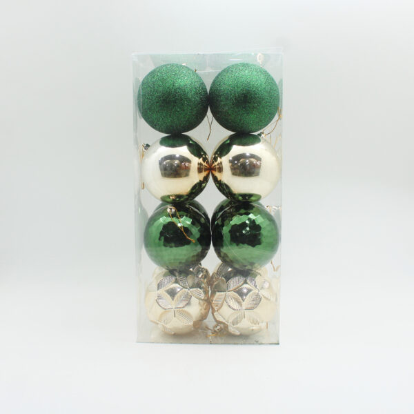 SET X 16 BOLAS MOTIVO SURTIDO B DORADO/VERDE 10CM