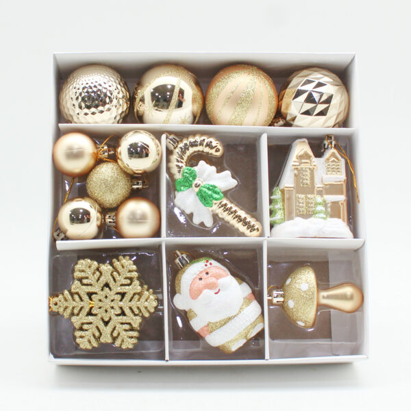 SET X 20 ADORNOS NAVIDEÑOS PARA COLGAR DORADOS