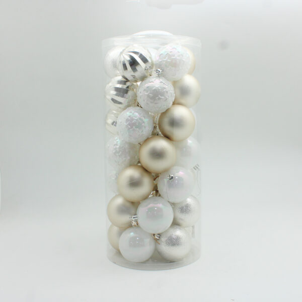 SET X 35 BOLAS SURTIDAS DORADO/BLANCO 7CM